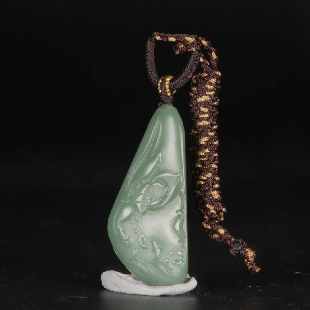 lot9老坑碧玉粉青莲年有余挂件