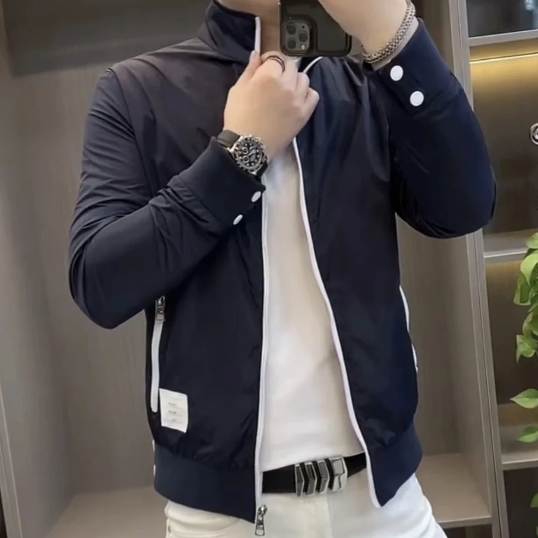 2025春秋季新款男士高级感立领夹克外套时尚潮百搭休闲气质舒适