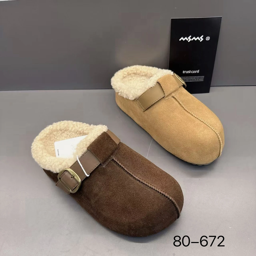 玛莎玛索冬季新款毛毛拖80-672时尚百搭休闲卡皮巴拉厚底网红女鞋