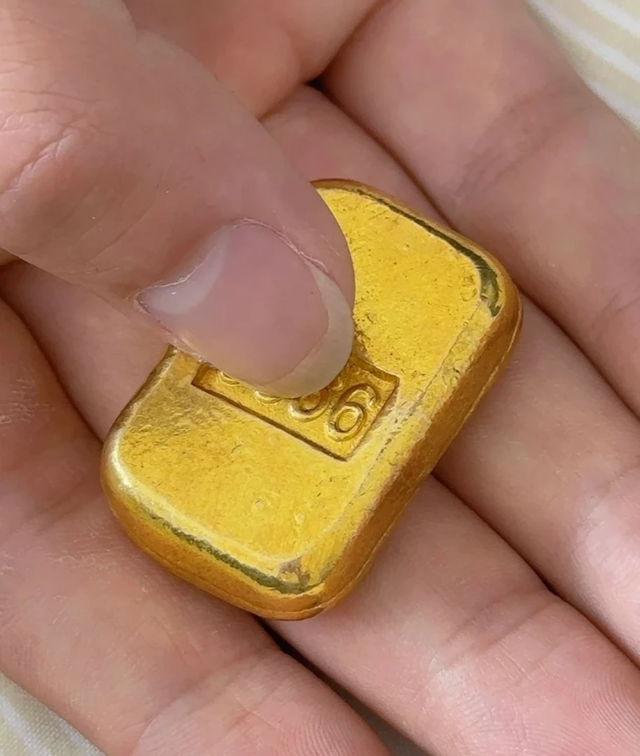 炉内提纯复古可火烧熔化四方块创意家居摆件金色工艺品