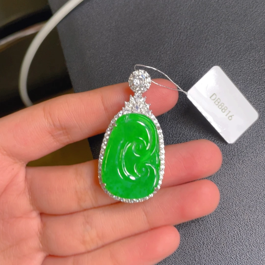翡翠银S925镶嵌吊坠(不含链)