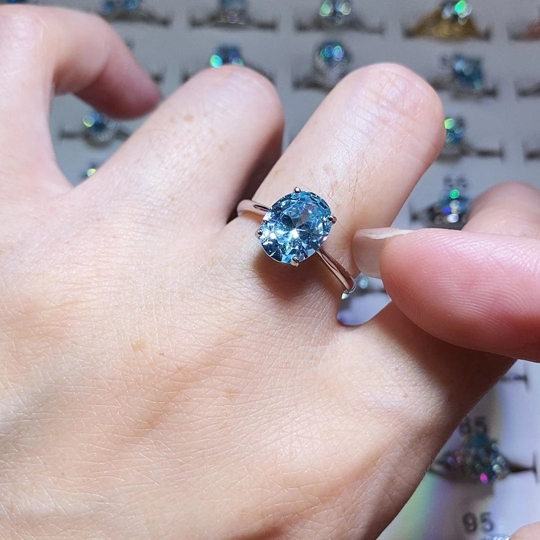 海蓝宝石戒圈银S925镶嵌