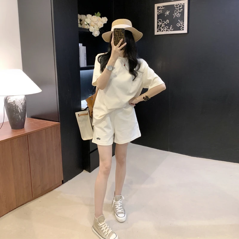 宽松运动休闲套装夏季白色时尚气质薄款洋气百搭夏天两件套女装