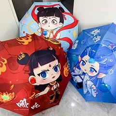 哪吒敖丙儿童雨伞学生上学专用黑胶防晒晴雨两用伞长柄自动遮阳伞