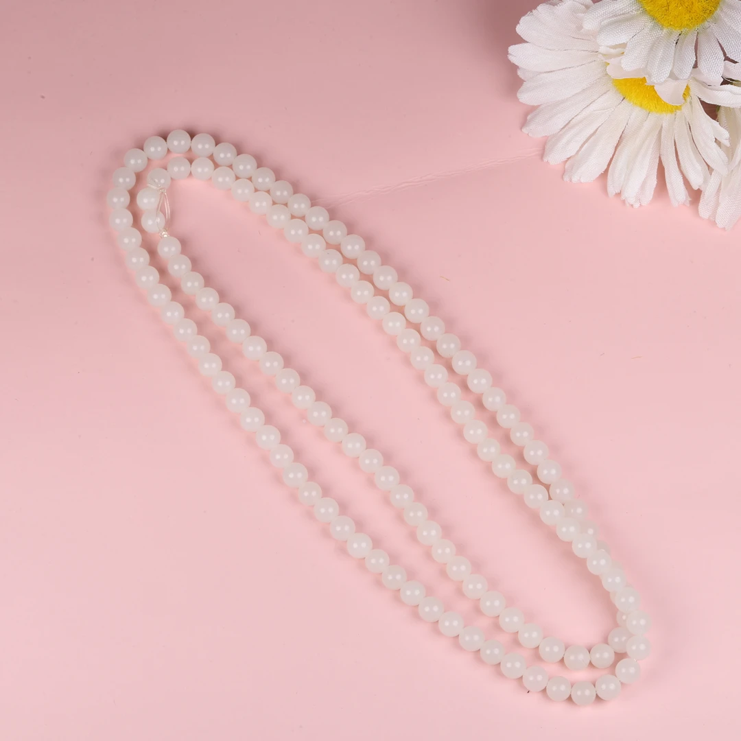 【汪氏精品】和田玉新疆白玉油润4.5mm+颈饰 F038