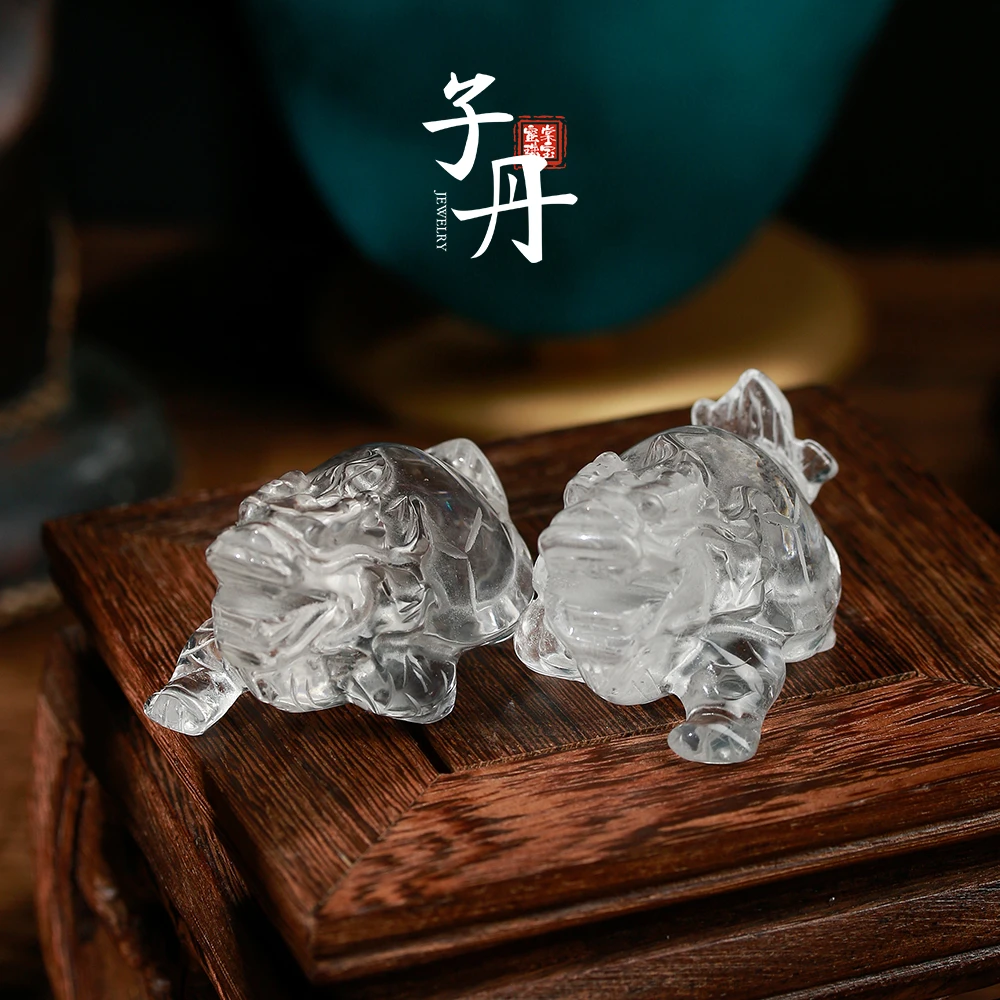 【子丹晶缘】白水晶龙龟摆件 (多样性发/发一个)F2-133