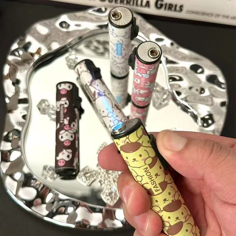 库洛米2025新款个性创意圆柱细支可爱卡通防风打火机酷炫蓝焰送男