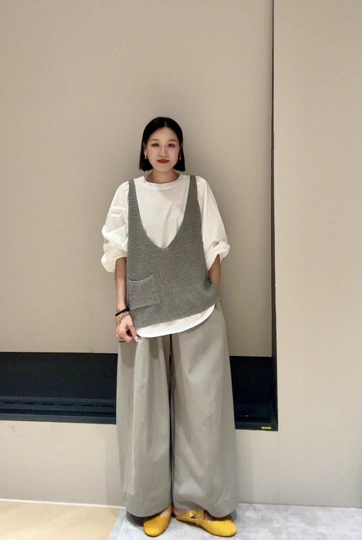 秋季新款减龄韩系针织马甲衬衫叠穿上衣20521