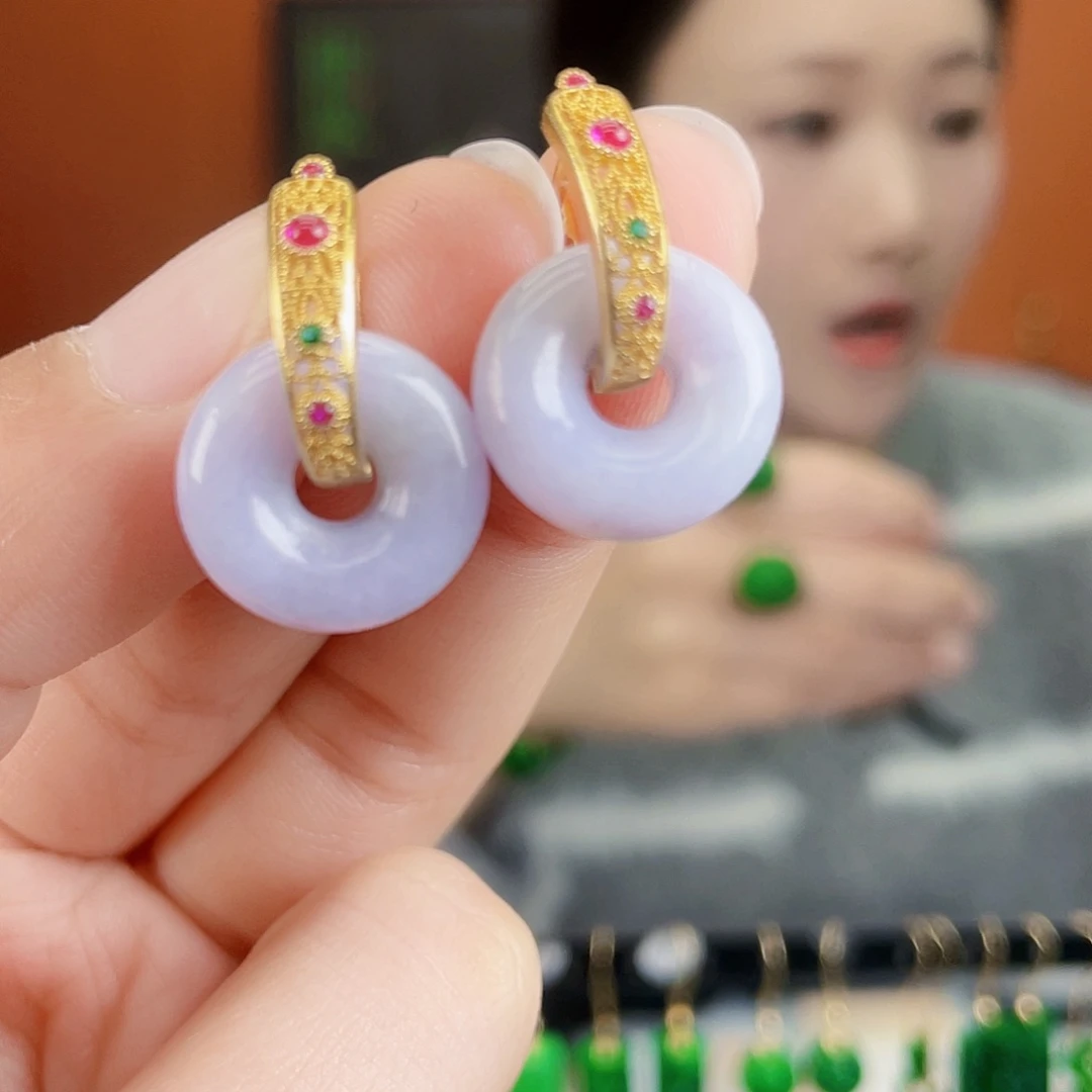 翡翠银S925镶嵌耳饰