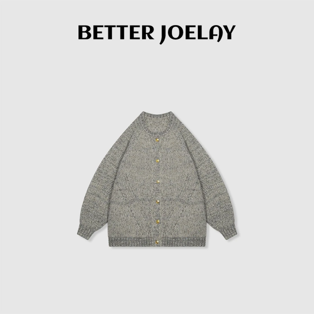 BETTER JOELAY-【星尘灰毛】羊毛针织开衫毛衣舒适百搭洋气LL6253