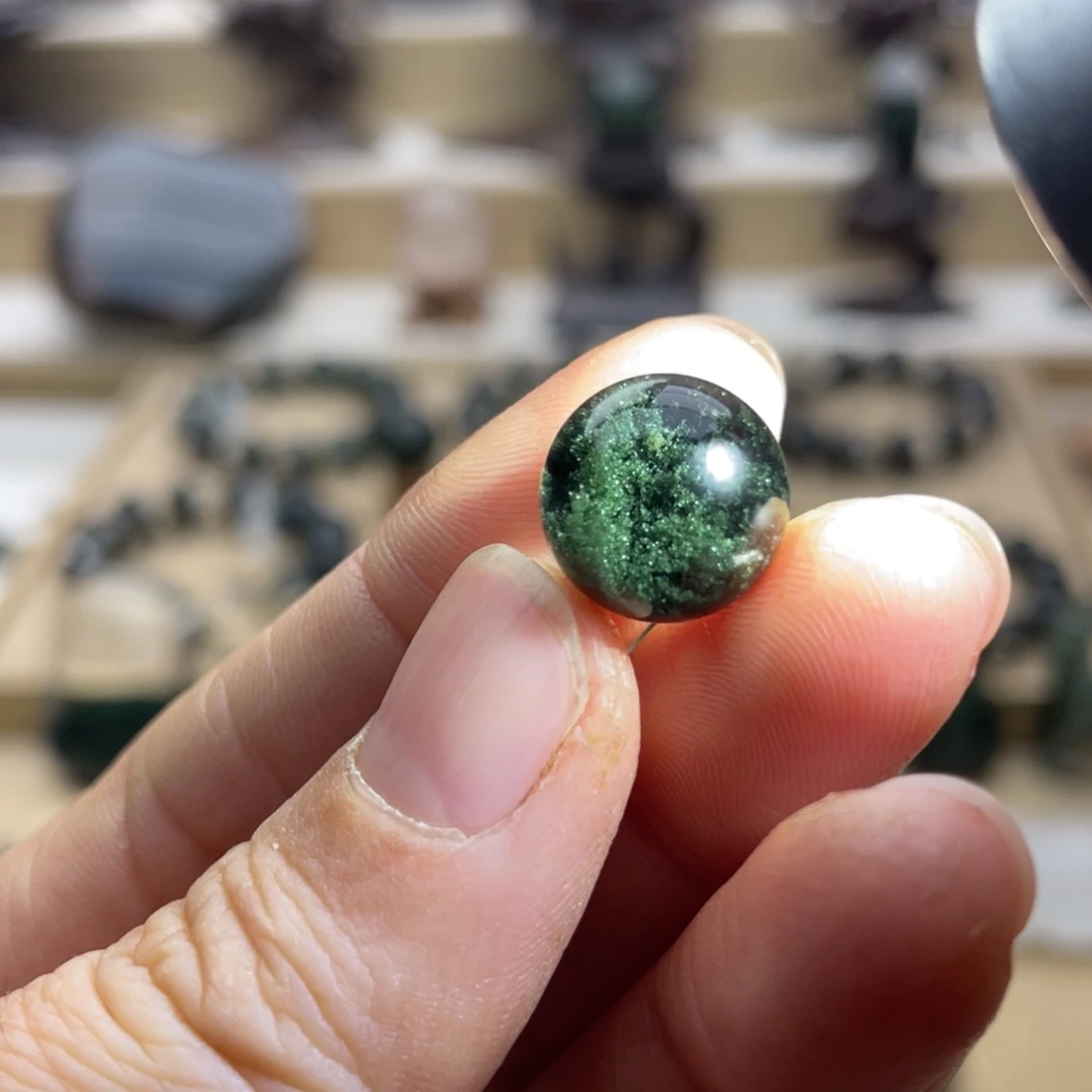 水晶未镶嵌颈饰绿幽灵聚宝盆单珠