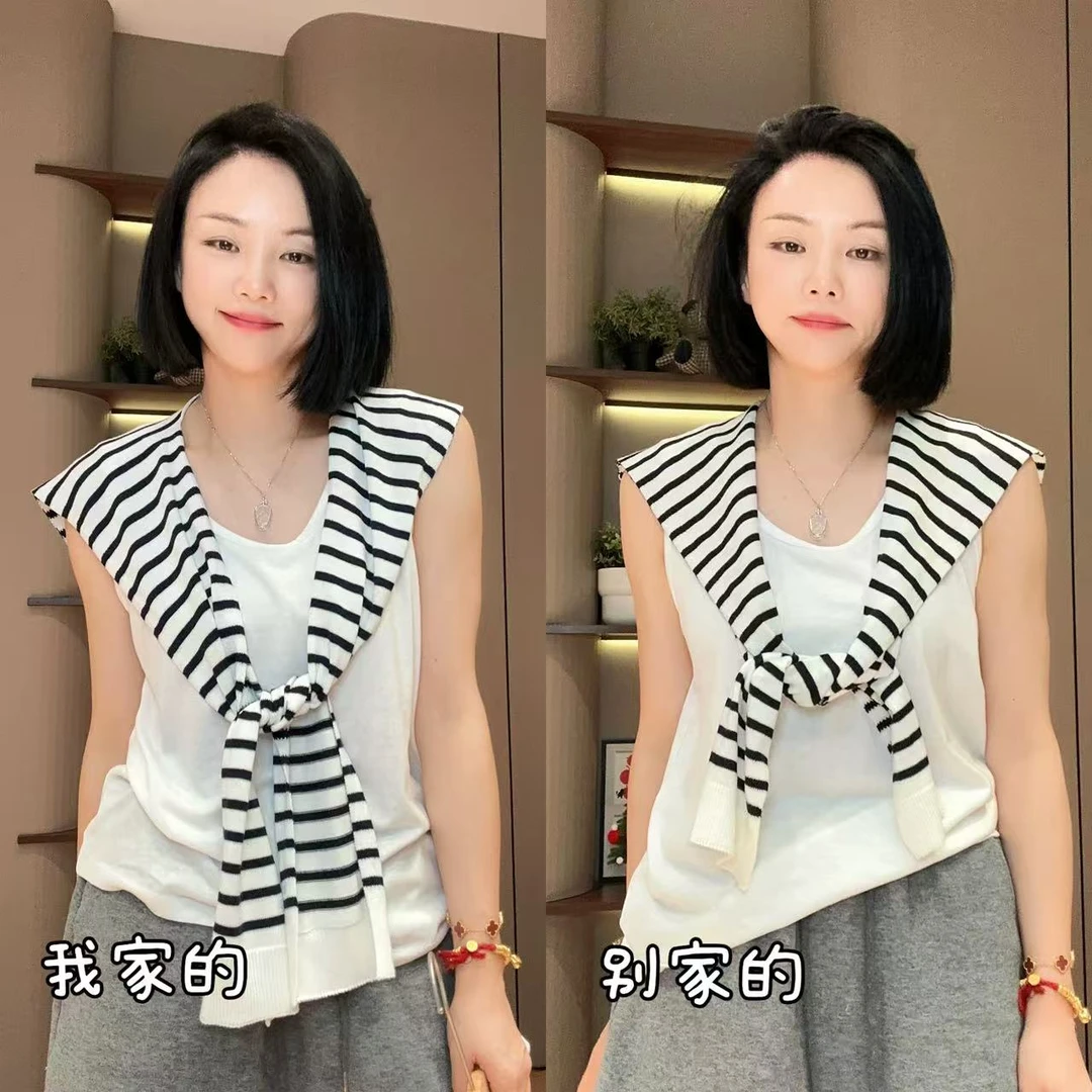 韩版韩风极简可当屁帘可当披肩针织披肩5-4-17