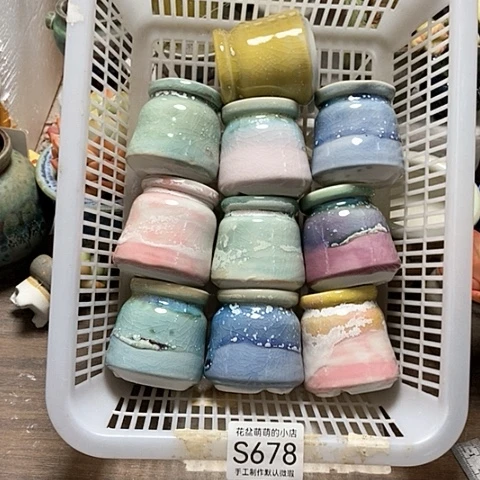 紫砂花盆678微瑕品口径4厘米左右的