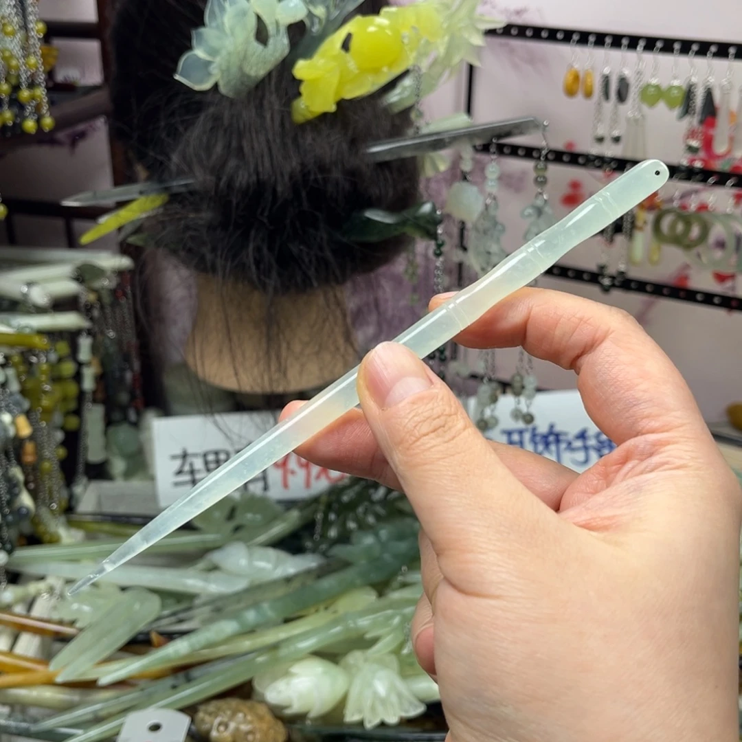 岫玉未镶嵌发饰长度17.5厘米左右