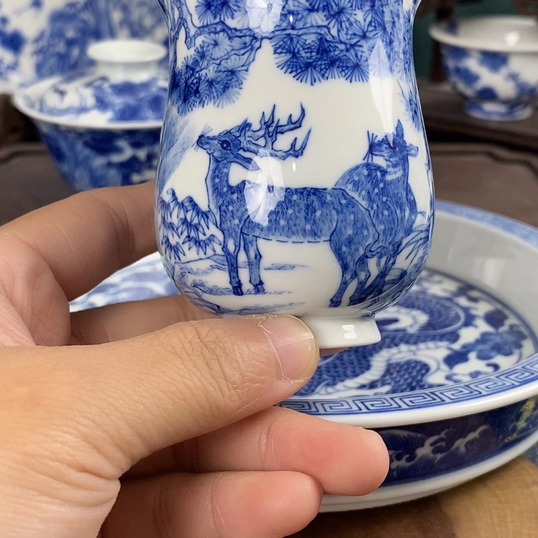 欢***瓷片景德镇手绘青花茶器376