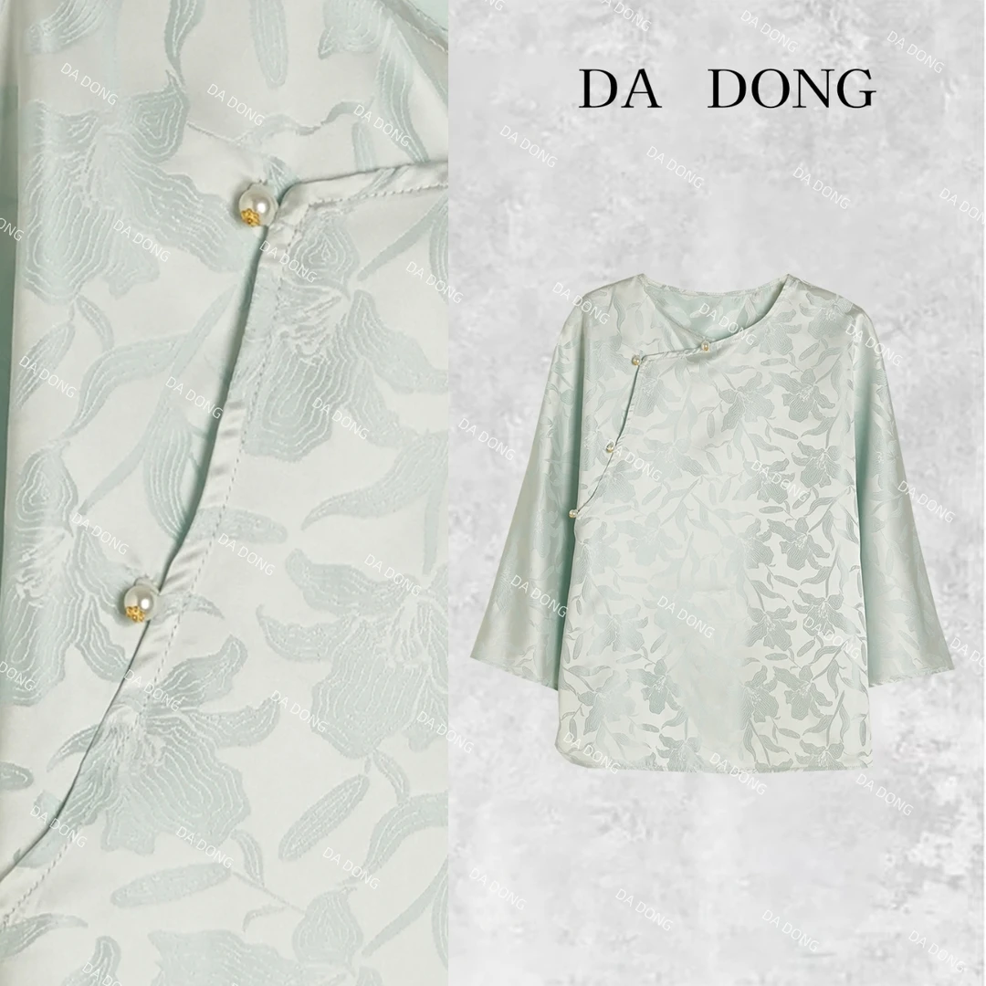 稻香--新中式国风气质时尚百搭春夏复古宽松长袖提花斜襟休闲衬衫