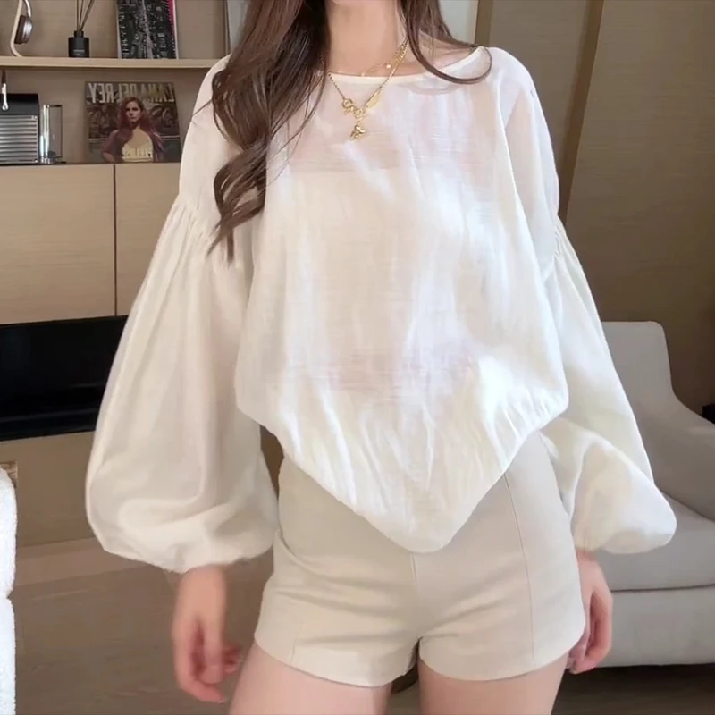 “如蝶在野”轻盈雾感灯笼袖天~丝醋~酸麻法式衬衫