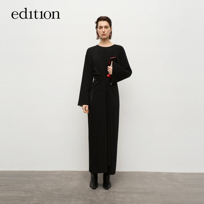 【达人专享】edition皮带收腰复古小黑裙#EBD3DRS019