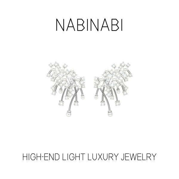 铜合金耳饰 5342玫瑰同款耳环轻奢珠烟花耳钉925银针气质百搭时尚