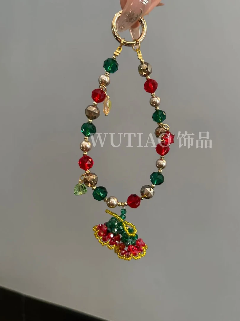 S32【响铃叮铛】水晶巨闪串珠手机链 防丢 送女生款 圣诞礼物