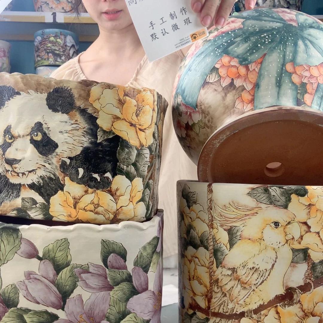 小***吖景德镇手工花盆799