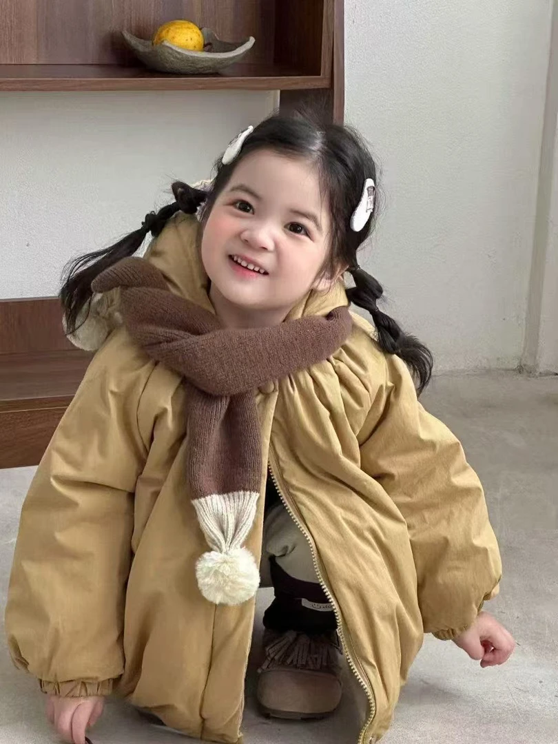 (肉宝)女童加厚连帽加棉外套小童女宝韩版冬季百搭儿童两件套