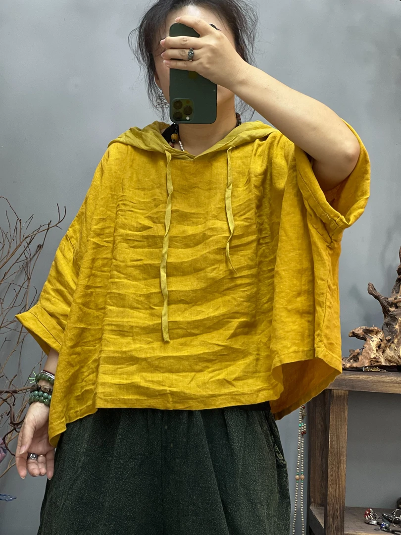 25 8284 夏季新品连帽大码宽松女士上衣 胸围168衣长56