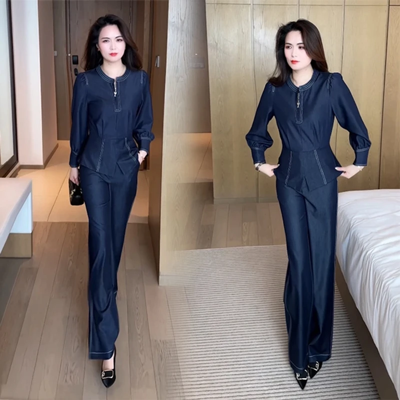 春季新款时尚休闲穿搭洋气气质收腰修身显瘦长袖套装减龄宽松春秋