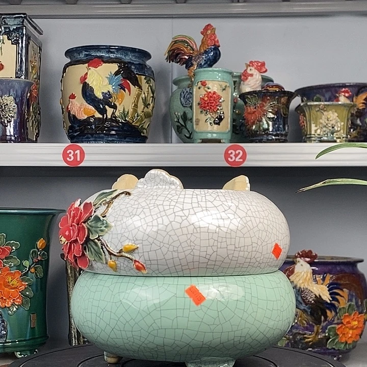 有***见正宗岭南石湾盆白冰