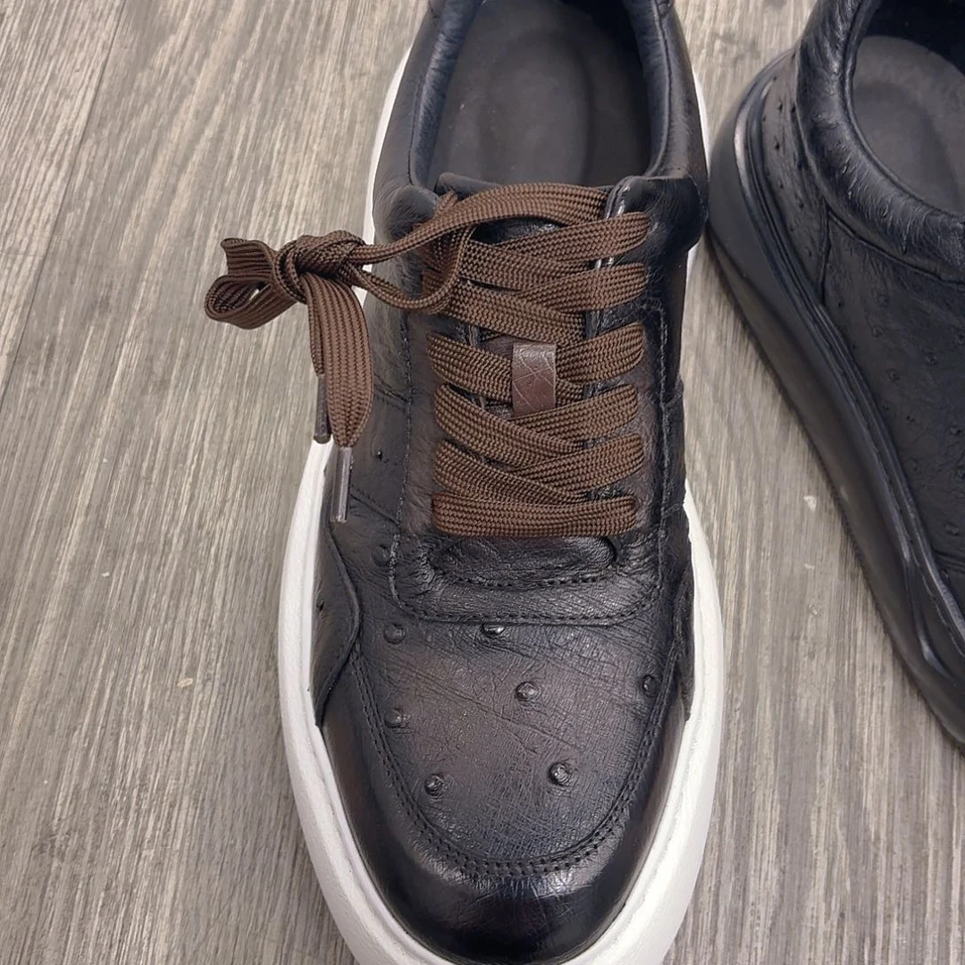 织物咖啡色鸵鸟板鞋41