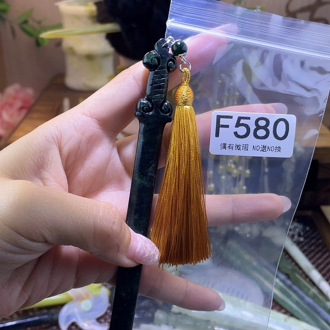 蛇纹石玉发饰合金冰*