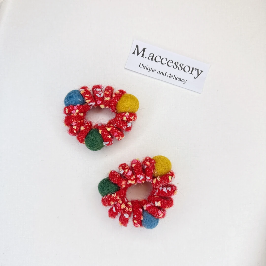 Mi33 韩版饰品 七彩毛毡电话线发圈发绳发筋 Q060032