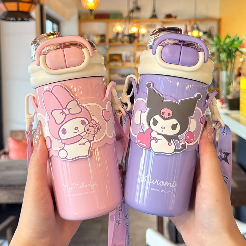 库洛米儿童保温杯女生高颜值2025新款上学专用双饮吸管杯子幼儿园