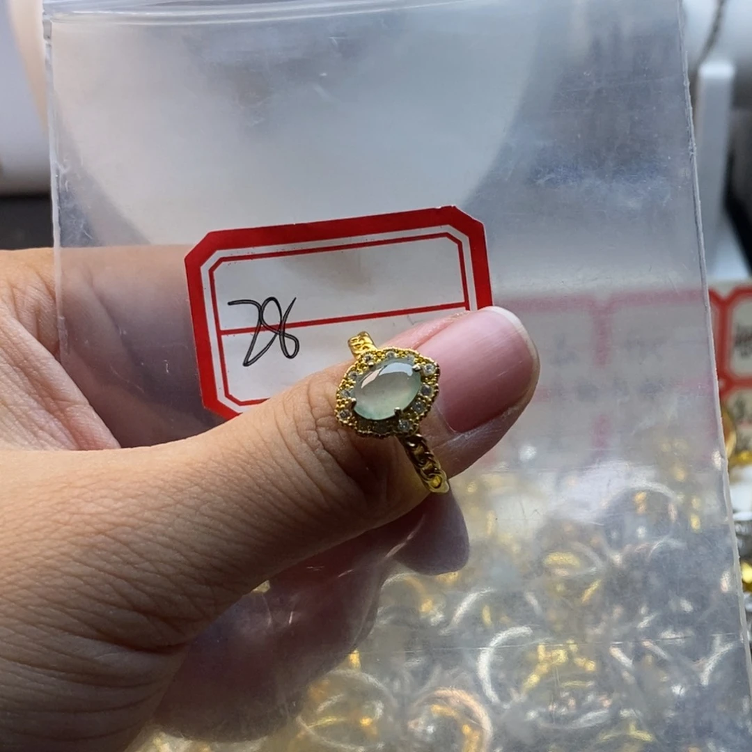 翡翠戒指银S925镶嵌翡翠首饰