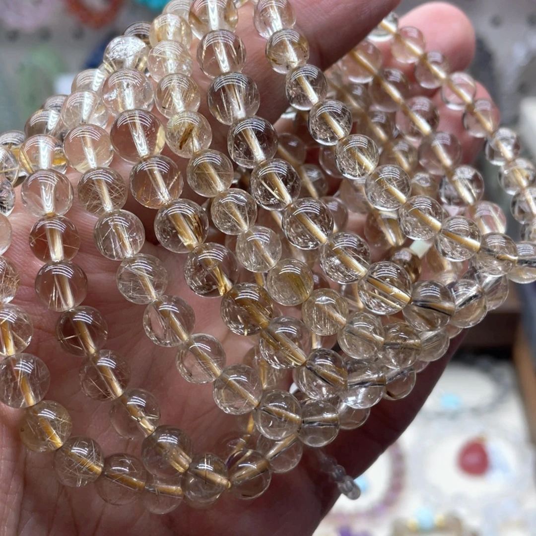 未镶嵌手链水晶8咪冰透金发晶