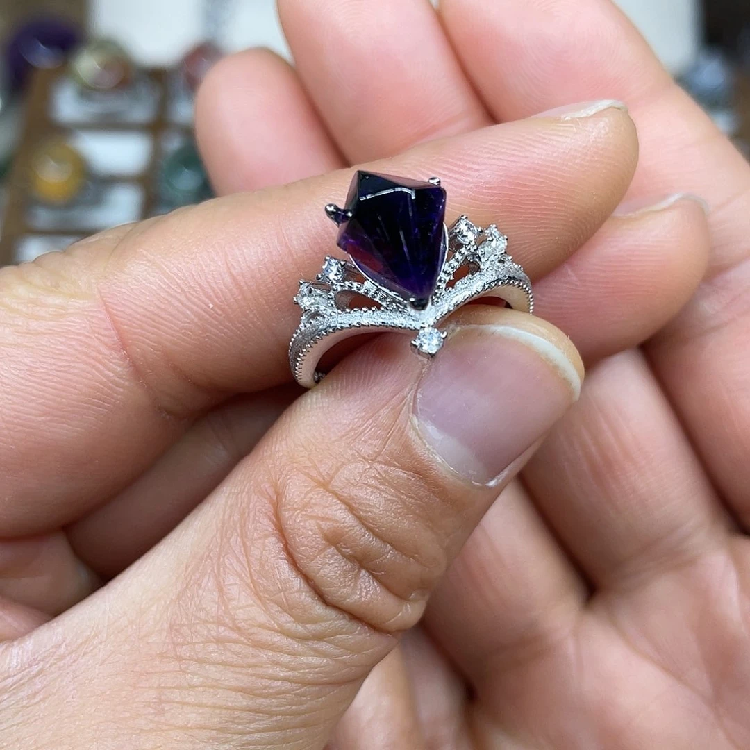 【闪购商品】银S925镶嵌珠宝半成品水晶戒指