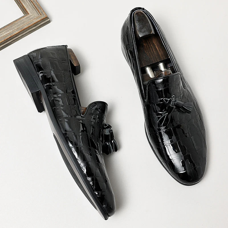 流苏乐福鞋男真皮懒人一脚蹬休闲皮鞋英伦雅痞男鞋夜店发型师潮鞋