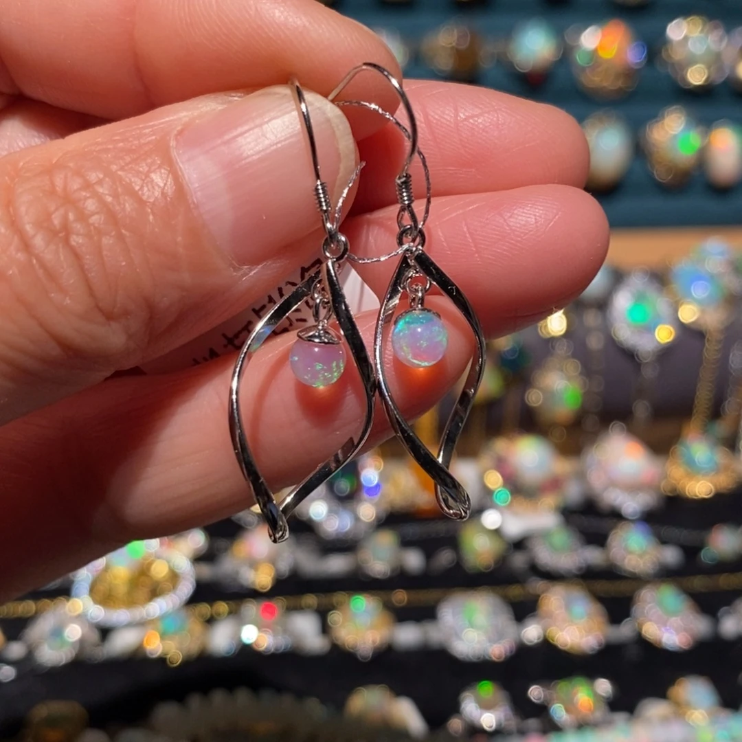 欧泊银S925镶嵌耳饰