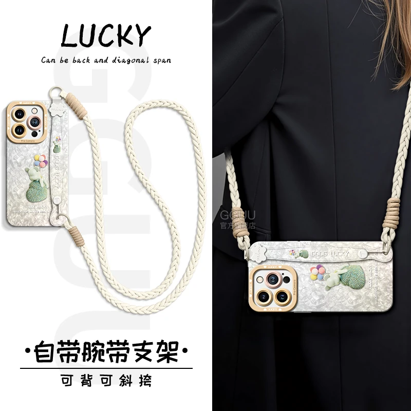 适用iPhone17promax手机壳苹果16plus保护套新款15腕带15挂绳防摔