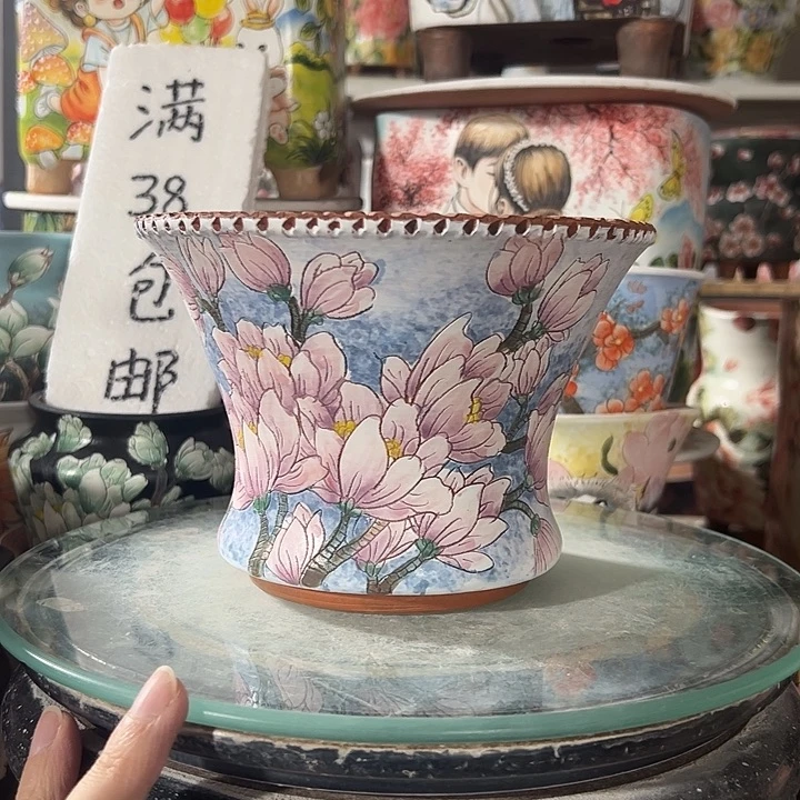景德镇手绘花盆满38包邮
