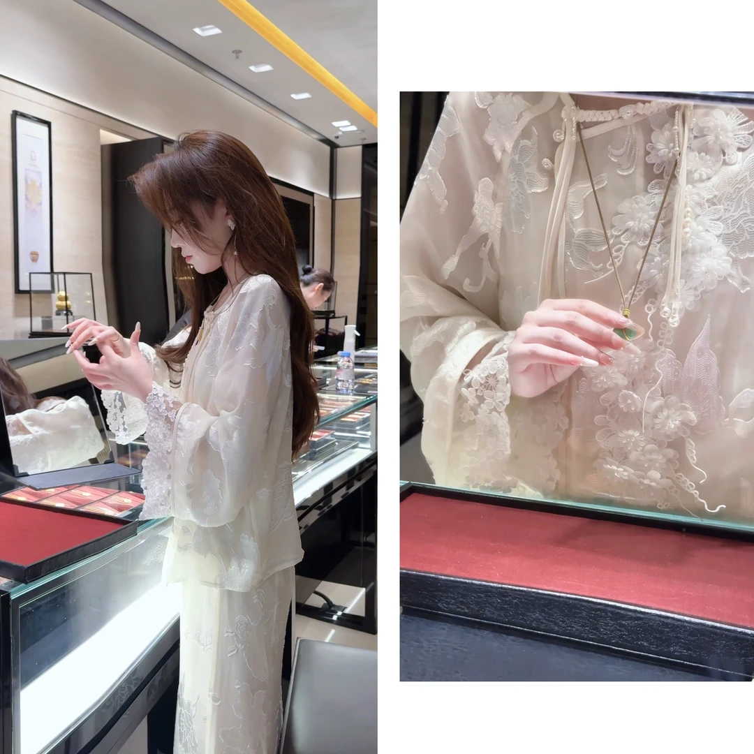 【婷婷】《烟雨茉莉》白月光剪花光泽感套装 TTZ2SQ770【Q】