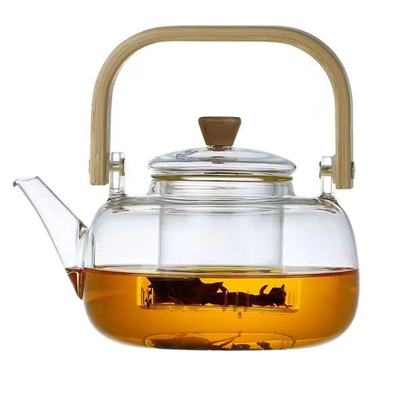 围炉煮茶壶炭火玻璃提梁壶大容量加厚耐热家用喝茶明火玻璃茶壶