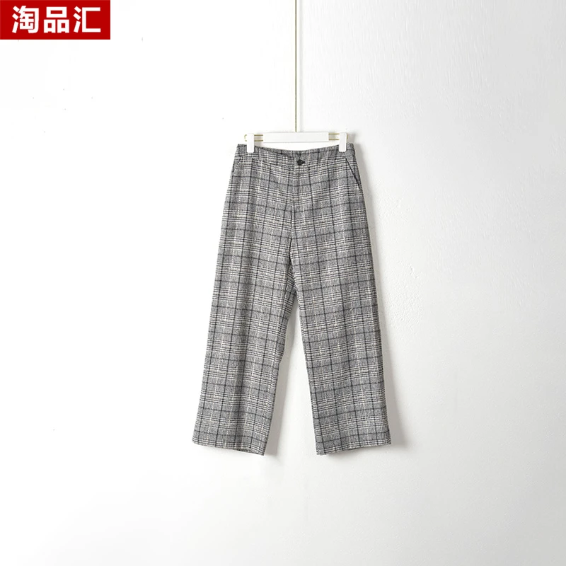 【Y专柜捡漏】深圳中高端女装OLSC-保暖直筒裤3033黑白格大半码