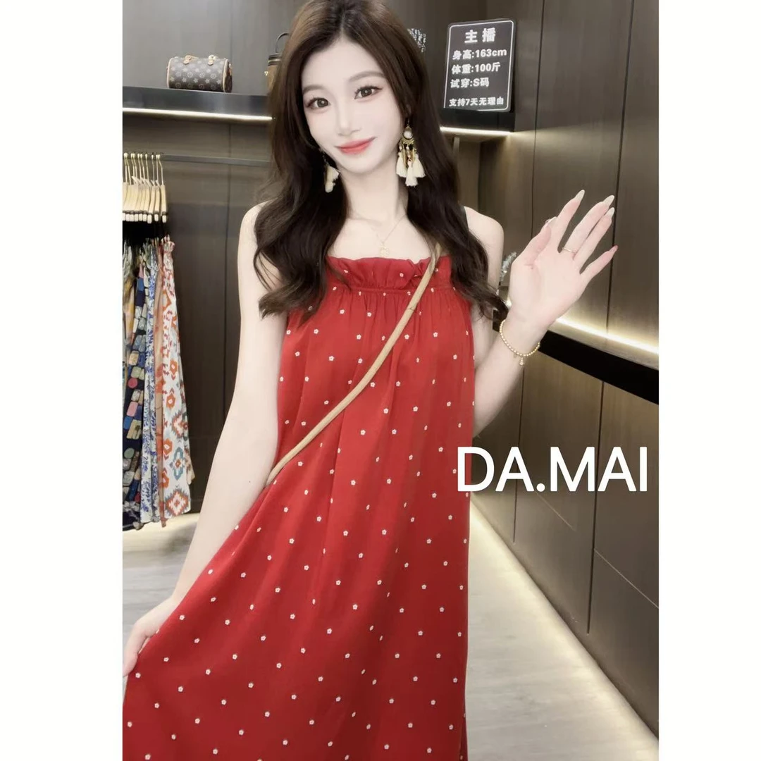 DA.MAI-8851#2025女款轻奢宽松长裙春夏缎料无袖气质时尚连衣裙