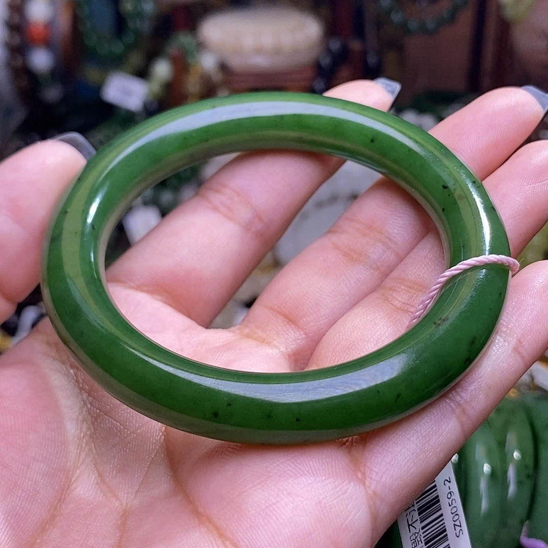 和田玉未镶嵌颈饰碧玉满色满绿老料7号矿收藏手镯57.5圈