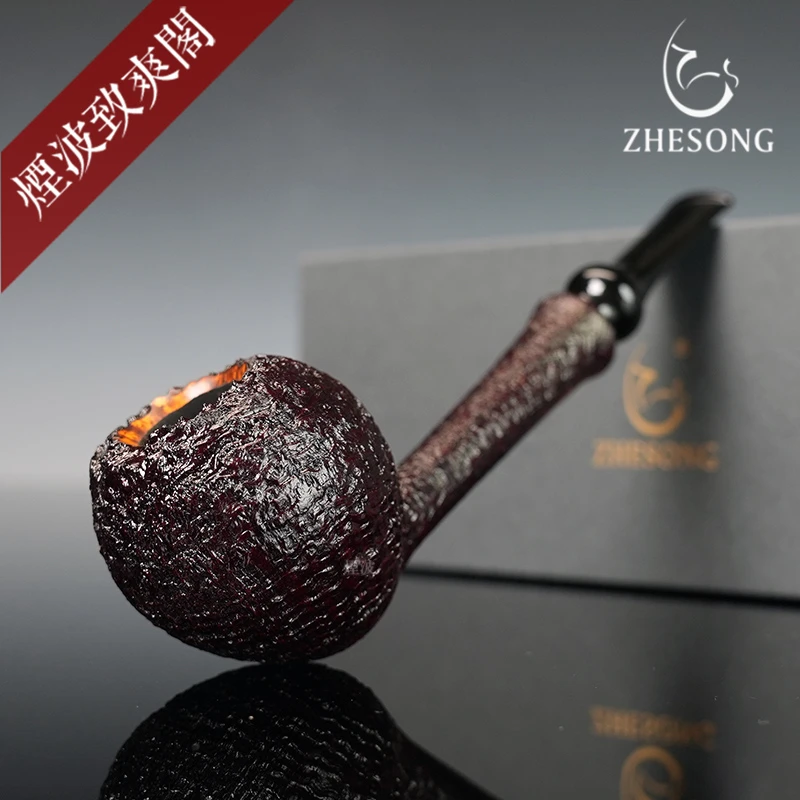 中国 李哲嵩 长柄 橡果型 军插 手工制 石楠木烟斗