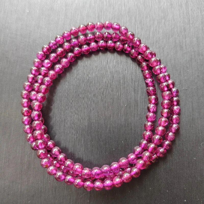 3圈紫牙乌石榴石手串多圈石榴石橙红色手串手链项链手工男女学生