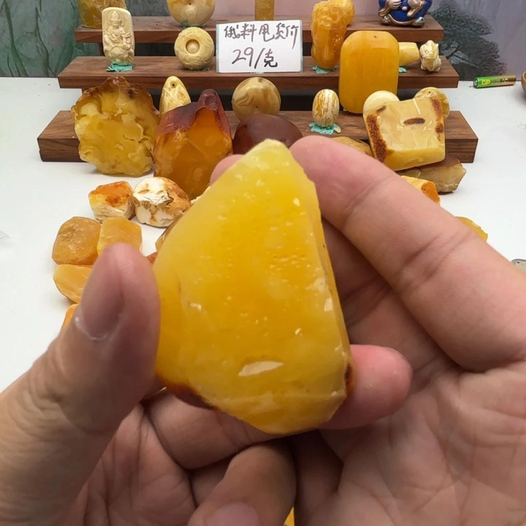 樱***ଓ定制琥珀未镶嵌蜜蜡原石不退不换