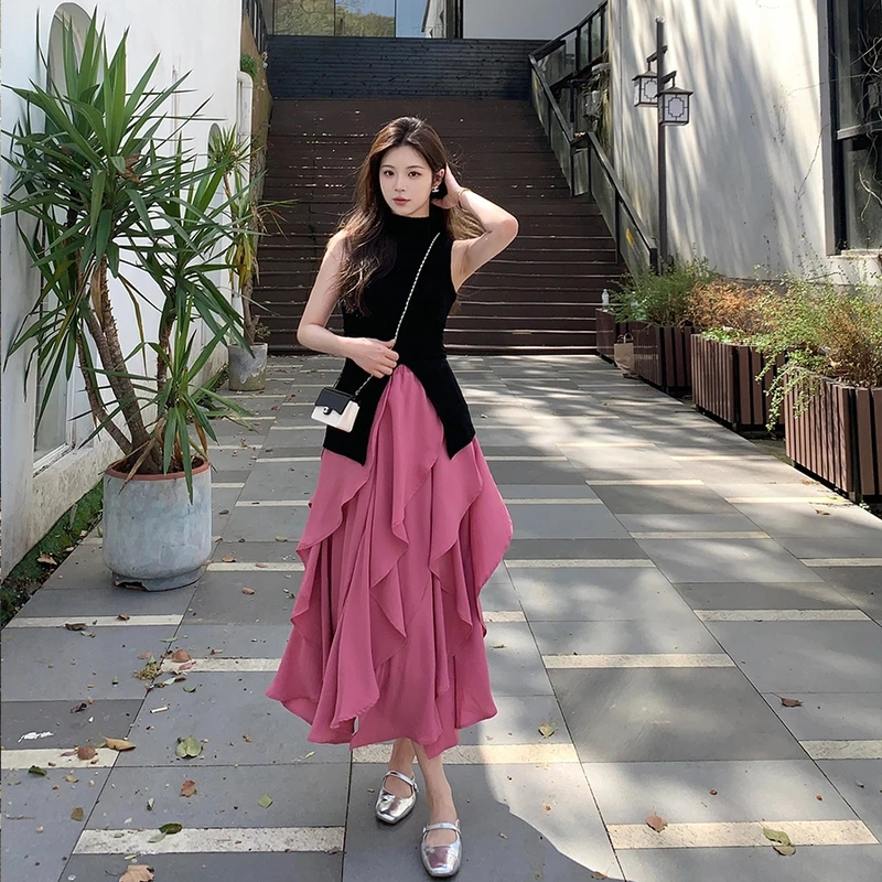 夏季洋气裙子套装女款爆款2025新款网红轻奢小众炸街高级感两件套