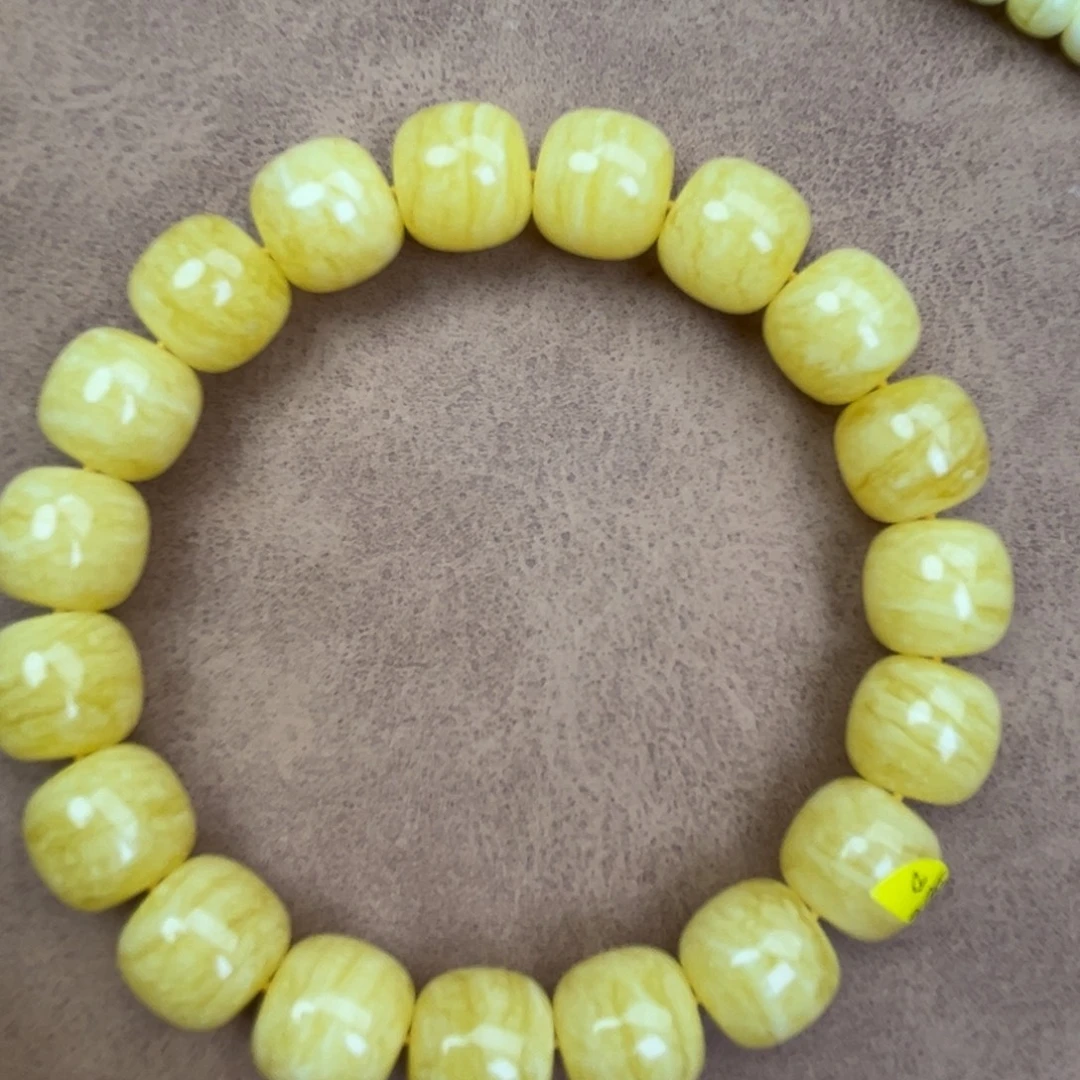 蜜蜡未镶嵌手串乌料焦皮同料金艳红白花虎皮千层12*11.4